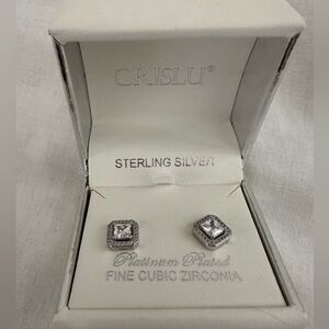 CRISLU Sterling Silver Platinum-Plated Cubic Zirconia Stud Earrings
